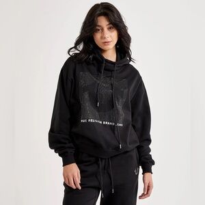 True Religion Black Rhinestone Pullover Hoodie